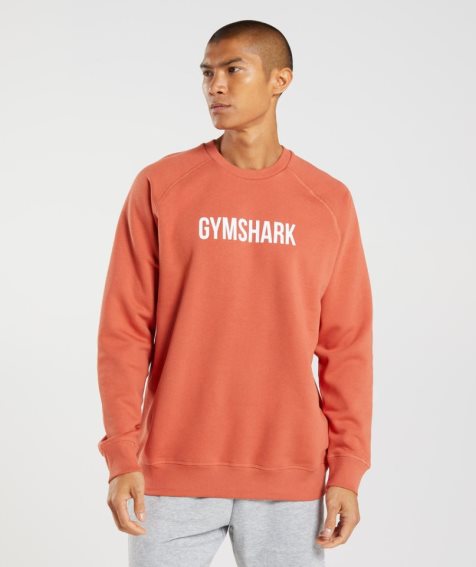 Men's Gymshark Apollo Crew Sweatshirts Orange | NZ 8QHTBP